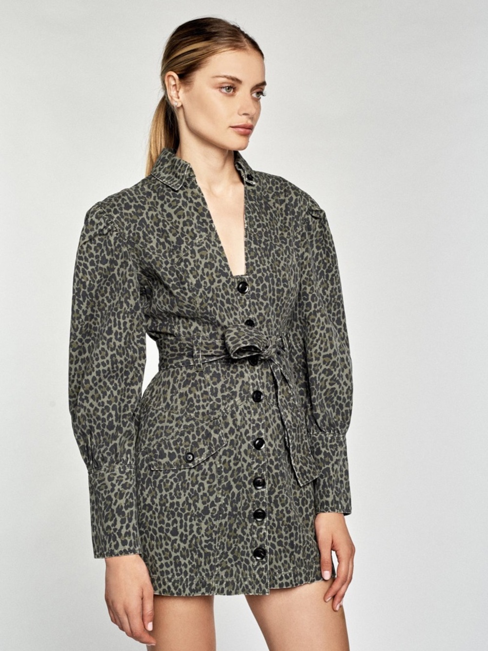 Marissa Webb MERA LEOPARD PRINT CANVAS MINI DRESS sz 8 - Picture 9 of 10